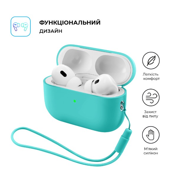Фото - Чехол для наушников Armorstandart Silicone Case with straps for Apple AirPods Pro 3 Mint (ARM91282)
